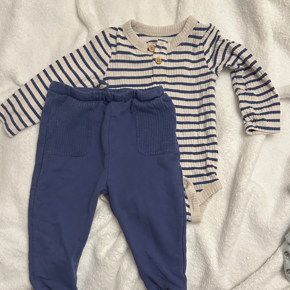 Cat & Jack Blue and Cream Striped Kids Set